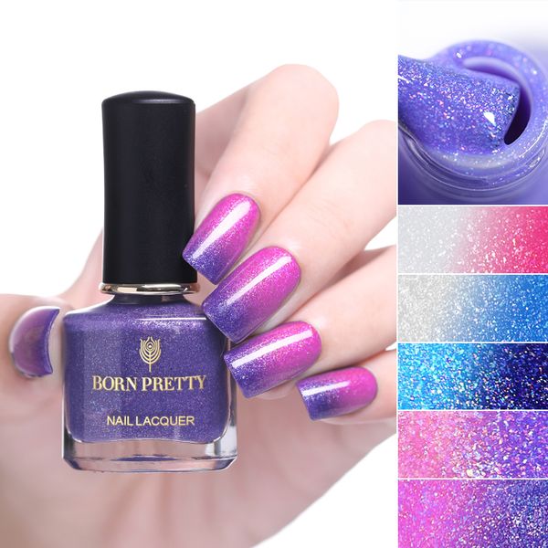 

born pretty thermal glitter nail polish 6ml peel off temperature color changing shimmer nail art varnish colorful manicure tools