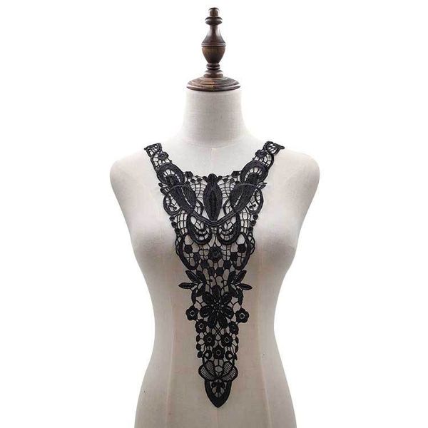 

water-soluble lace collar rayon embroidered tie lace hollow embroidered collar fake collar women detachable diy collars, Black