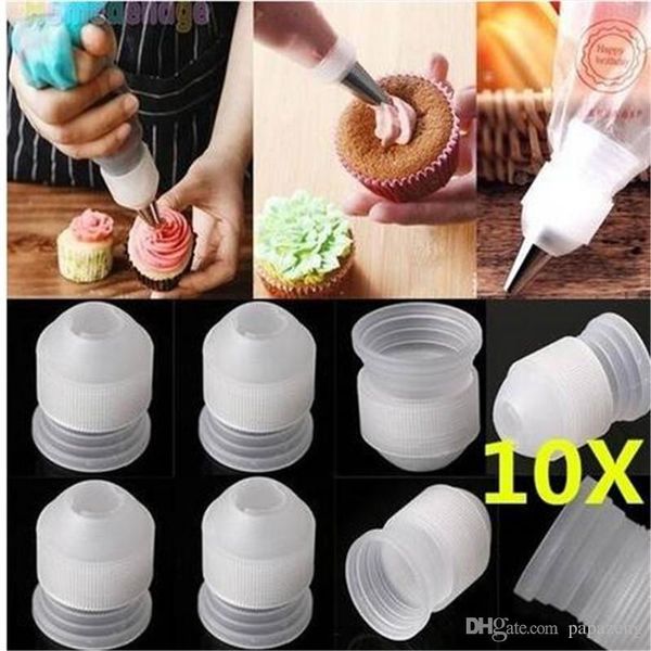 

2019 wholesales 10pcs icing piping nozzles tips cake decorating converter coupler pastry tool bakeware cake tools