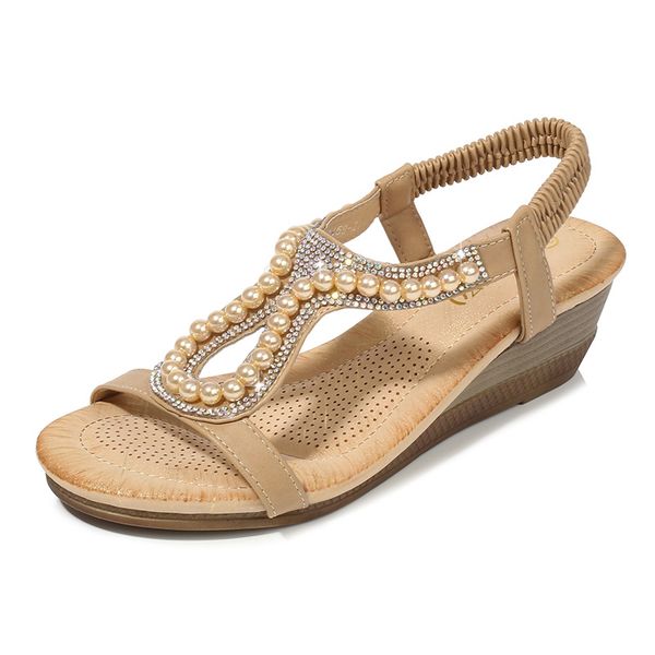 

2019 summer new women's wedge sandals rhinestone diamond fashion ladies sandles platform sandals casual female shoes, Black