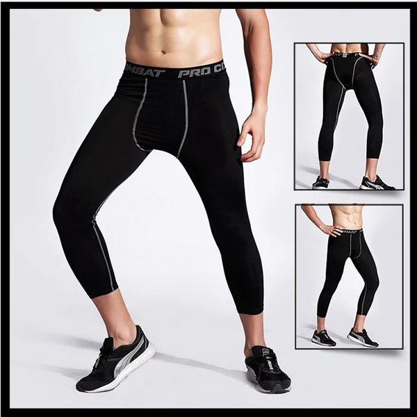 

sports wear compression training pants woman men running fitness sets tights basketball jacket leggings deportes tights s-3xl 3/4 pants, Black;red