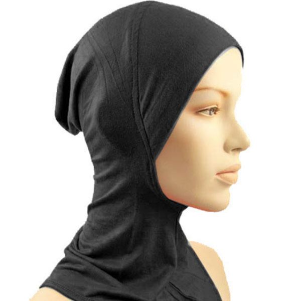 

cotton under scarf cover hijab cap muslim full underscarf neck head hat, Black