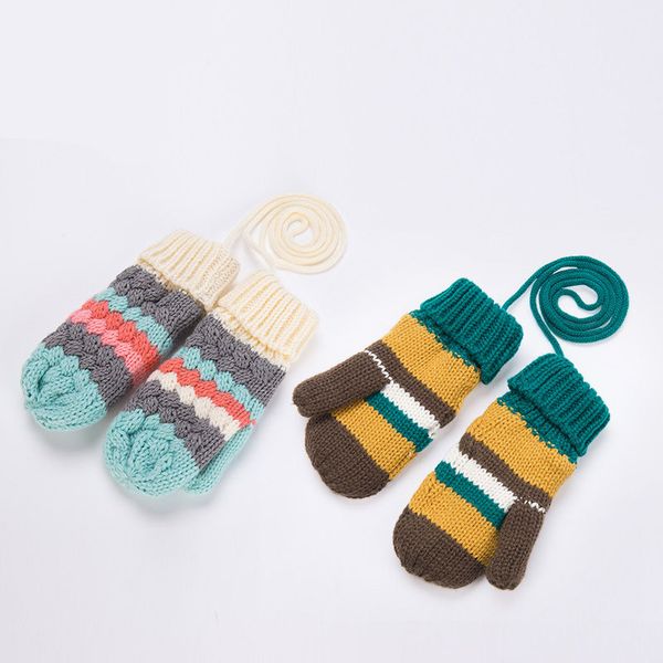 

kocotree девочки мальчики дети нашивки грелка осенняя мода вязаные перчатки теплая зима дети эластичный варежки для малыша 3-12 лет, Blue;gray