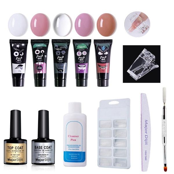 

12pcs/set nail art set finger extension clear pink jelly polygel quick building nail art home decoration salon