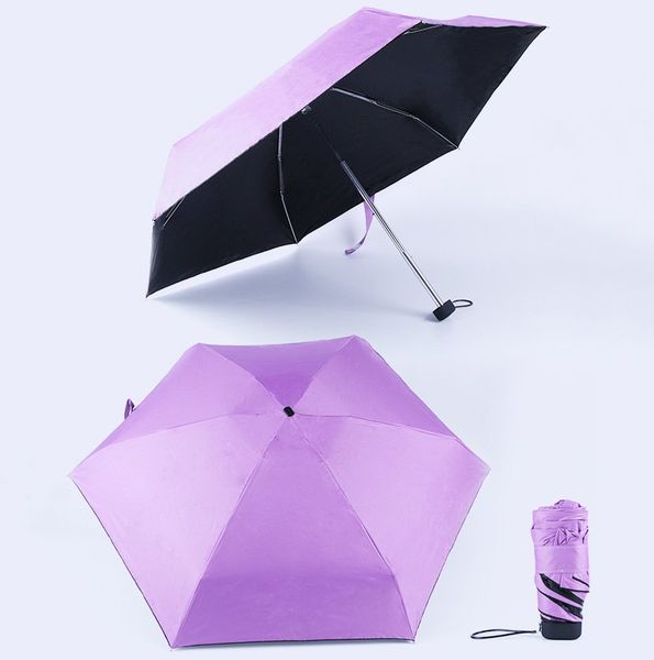 

custom 19" mini pocket umbrella multicolor 7 colors five-folding sun umbrella sun uv protection umbrella black tape steel bome rust pro