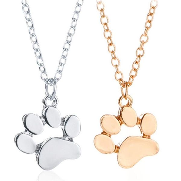 

lovely popular cute pet cat dog necklace animal dog claw foot palm necklace zinc alloy footprint pendants jewelry gift, Silver