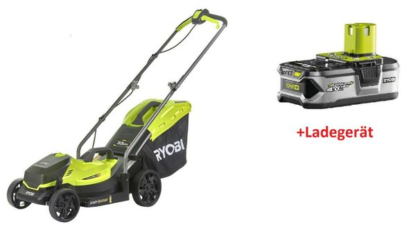 

Ryobi Akku-Rasenmäher RLM18C33B40 ONE+ mit 4,0 Ah Akku und Ladegerät