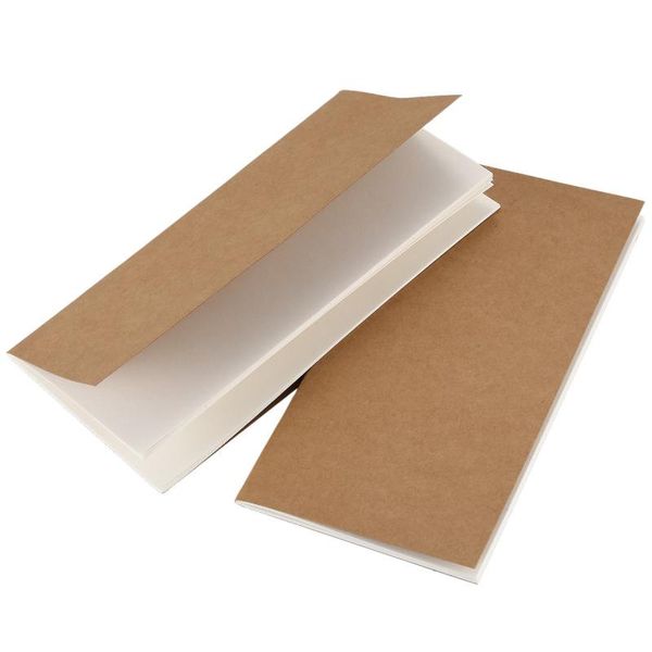 

aaaj-2 pcs notebook for travelers - blank page travel journal set - kraft brown soft cover h5 size 210 mm x 112 mm 64 pa, Purple;pink