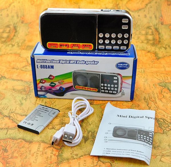 radio L-088AM com luzes LED alto-falante cartão portátil Mini MP3 Player máquina idosos modelos de explosão do comércio exterior