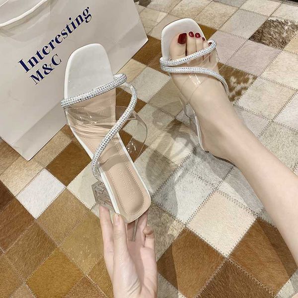 

high heel clear slippers women shoes summer sandals open toe slippers ladies clear transparent high heels shoes slides women, Black