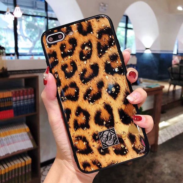 

2019 new arrivals for iphone 8 plus leopard case drop glue phone case iron plate designer phone case
