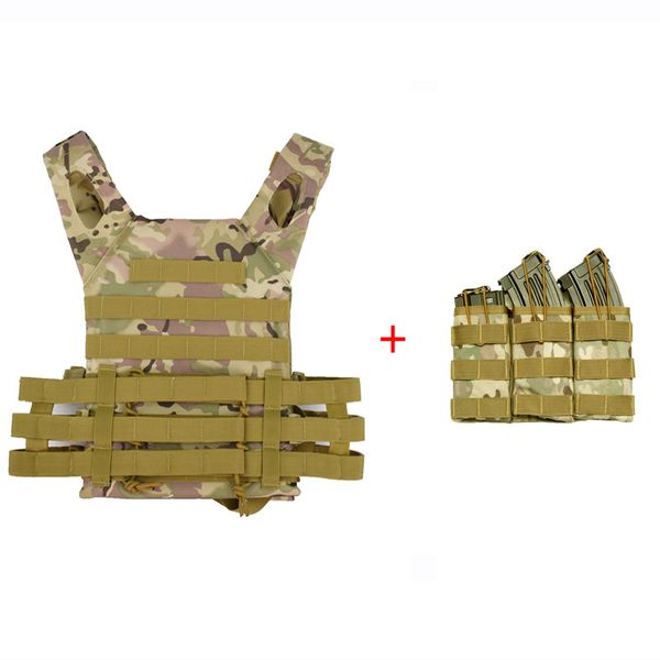 

tactical vest army combat plate carrier molle protective vest with magazine pouch equipment hunting body armor, Camo;black