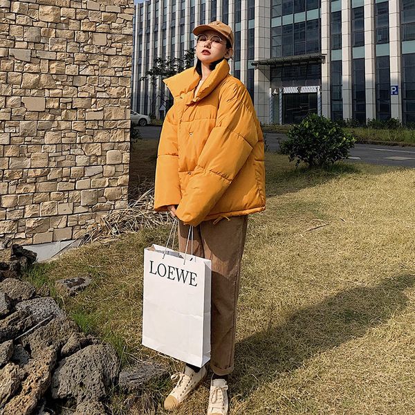 

хлопок-ватник 2019 хлопок-ватник одежда женщина легко негабаритных прилив вниз хлопок хлеб служить зима свободные пальто, Tan;black