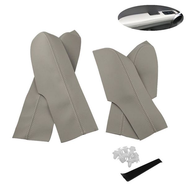 

diy automobile door panel armrest real leather for civic sedan 06-11 gray protection strip scratch protector decor_3.18