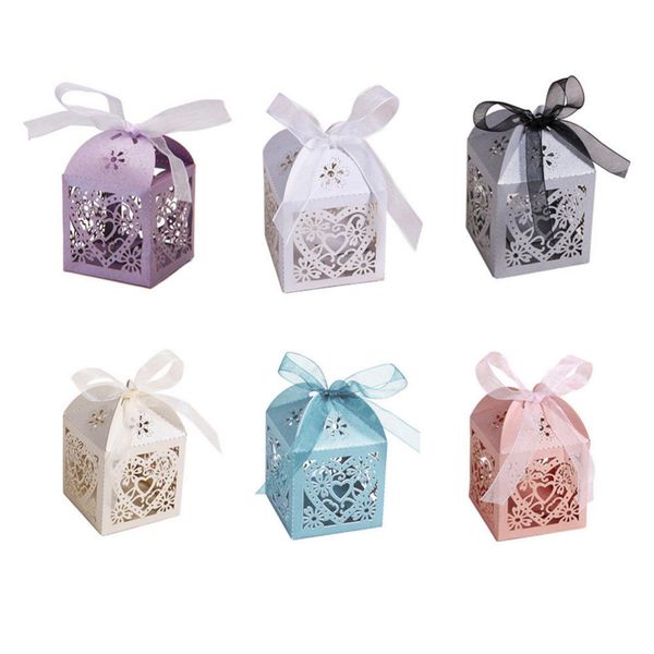 

50 pcs baby shower candy box wedding favors boxes with ribbon gifts for guests birthday party events decoration supplies