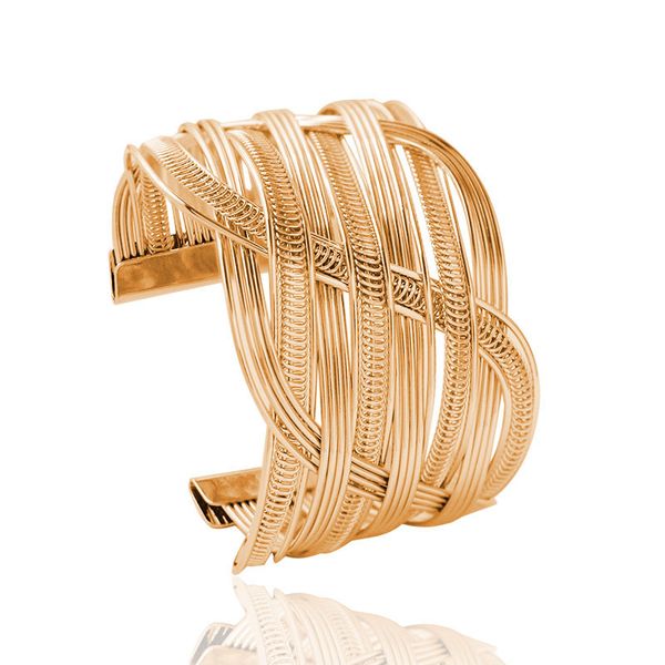 

gold silver color metal multilayer hand-made twisted wire bracelet bangles for women jewelry bracelets ornaments fspsl102, Black