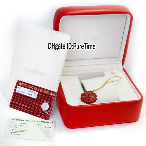 Scatola per orologi in pelle rossa di alta qualità Interi orologi da donna per uomo Scatola originale Carta certificato Sacchetti di carta regalo OMBOX Square per P262F