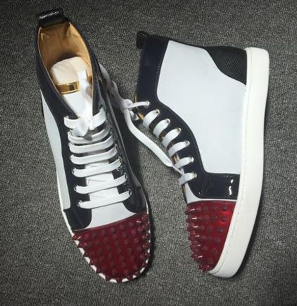 

men designer shoes luxurys bottoms spikes studded sneakers flats shoes leather red women wedding party new crystal casual shoes 35-47 c ctmg, Brown;gray