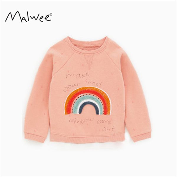 

2019 мода симпатичные длинным рукавом осень весна майка для детей новорожденных девочек мультфильм розовый радужный толстовка тенниска 2-7 л, Black