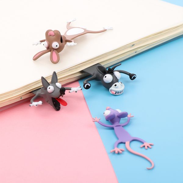 

3d stereo cartoon bookmarks animal marker original cute cat pvc material funny student school stationery children gift bookmarks