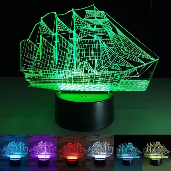 3D Оптическая иллюзия Touch Night Light LED настольная лампа Art Piece с 7 меняющимися цветами, с питанием от USB
