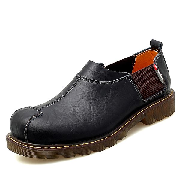 

new men's shoes genuine leather loafers men moccasin oxford shoes handmade men flats fashion boat shoes size 38-47, Black