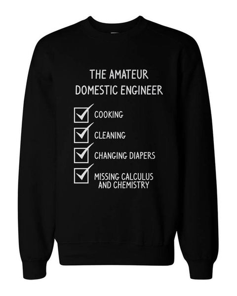 

zbbrdd the amateur domestic engineer cooking cleaning changing diapers missing calculus and chemistry mom lift cotton sweatshirt, Black