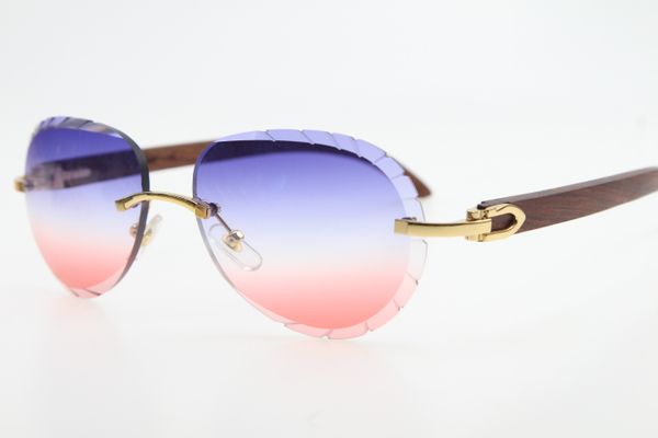

горячие 3524016 rimless вуд солнцезащитные очки cat глаз unisex driving очки с коробкой резные синий красный объектив новой моды классически, White;black