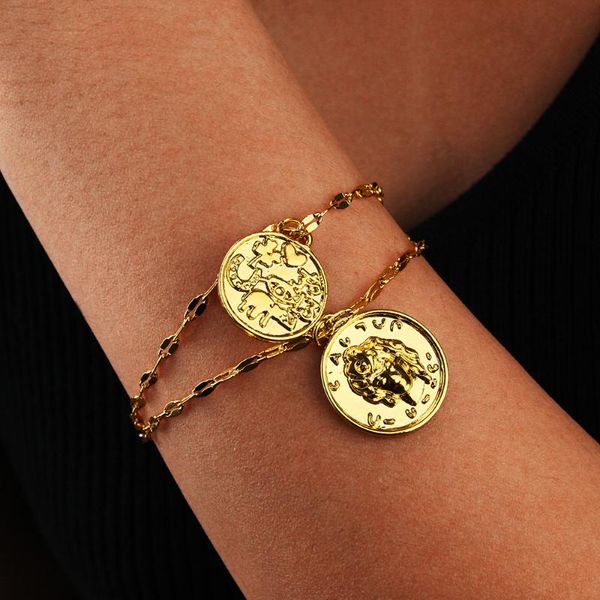 

популярные новые горячие продавая ретро аватар подвеска двухслойный браслет женский европейский и американский популярные браслет сплава орн, Black