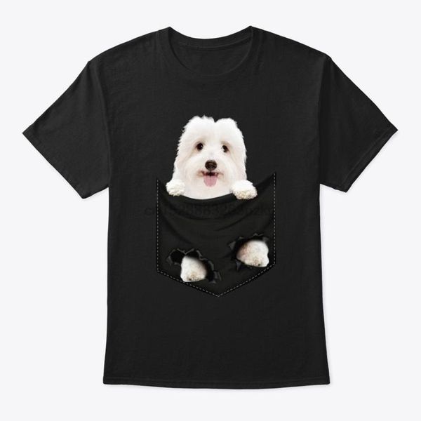 

men t shirt coton de tulear pocket mid t shirt (2) women t-shirt, White;black
