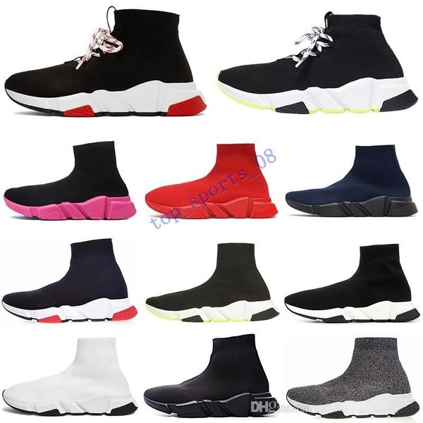 

2020 fashion designer sock shoes speed trainer casual sock boot triple black white red flat runner women mens sneakers 36-45