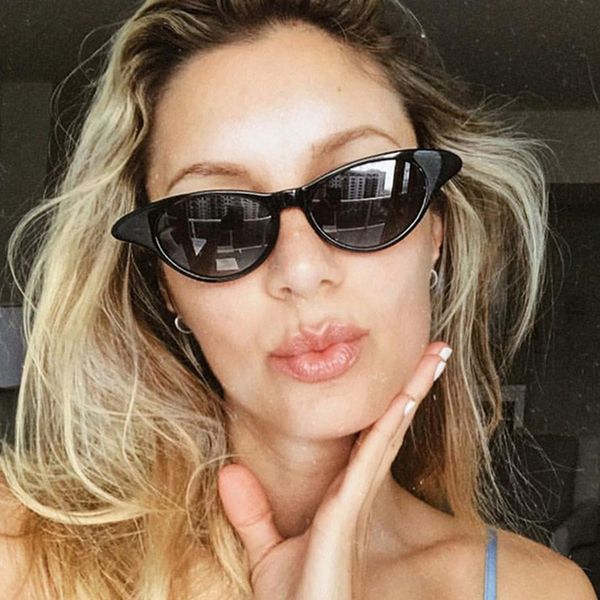 

cat eye sunglasses women 2019 vintage sunglases uv400 black shades retro cateye lunette de soleil femme oculos z077, White;black