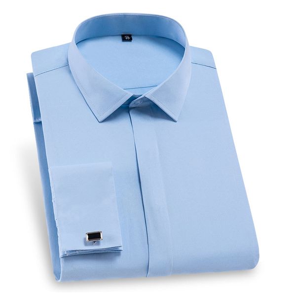 

men french cufflinks shirt 2020 new formal long sleeve casual male brand shirts regular fit business french cuff dress shirts, White;black