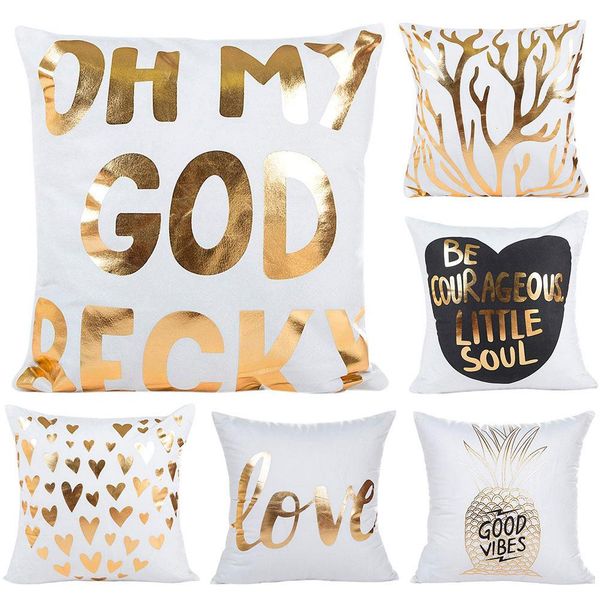 

45# 2019 gilding bronzing pillow protector case luxury geometric pineapple cushion cover bedroom articles home decorative