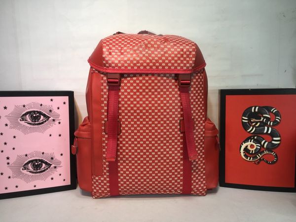 

2019 red rucksack g print alessandro michele soft monograms dapper dan canvas backpack 536413 size:32*45*14cm