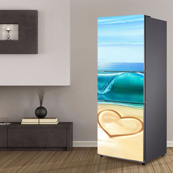 

wholesale heart pattern on beach selfadhesive dishwasher refrigerator e sticker kid's art fridge door cover wallpaper