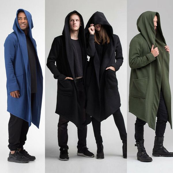 

2019 new autumn winter womens mens long outwear hooded cotton burning coat man warm casual long coat, Black