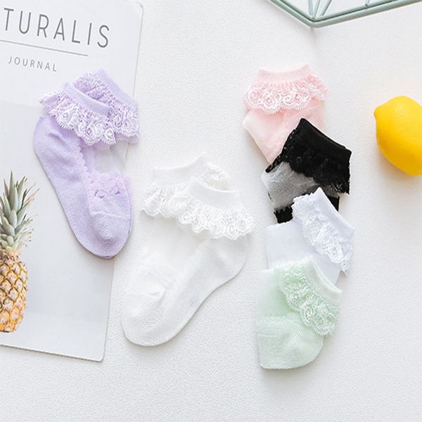 

5pairs / серия младенца шнурка сетки лодка носки лето тонкий pure color crystal шелковые носки ребёнков ушко кружева цветок лодыжки короткие, Pink;yellow