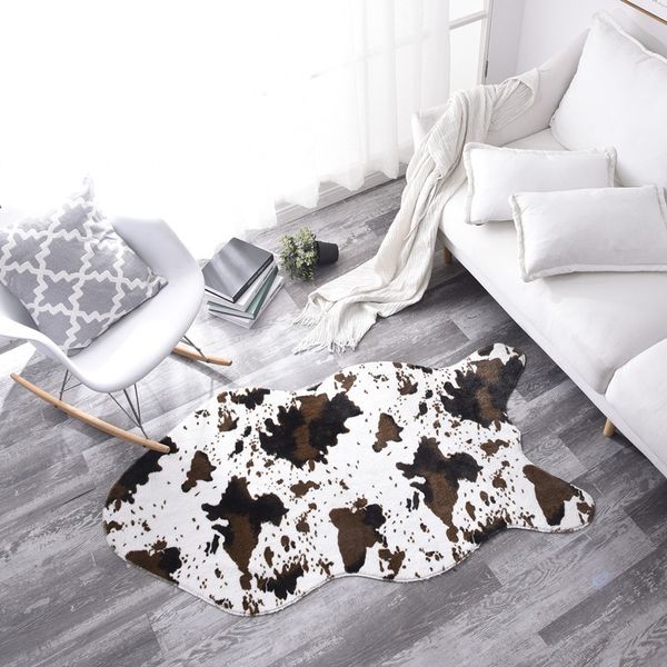 

fashion leopard cow printed short faux fur rugs and carpets for home living room christmas rug nordic home decoration