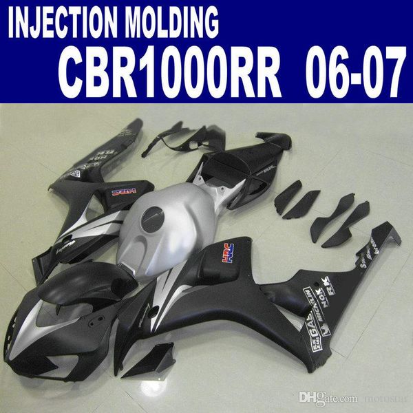 HONDA kaportalar için enjeksiyon kalıp ABS bodykits CBR1000RR 2006 2007 mat siyah gümüş kaporta kiti CBR 1000 RR 06 07 VV47