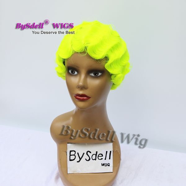 Chic Pixie Cut Short Natural Hair Wig Short Synthetic Fluorescent