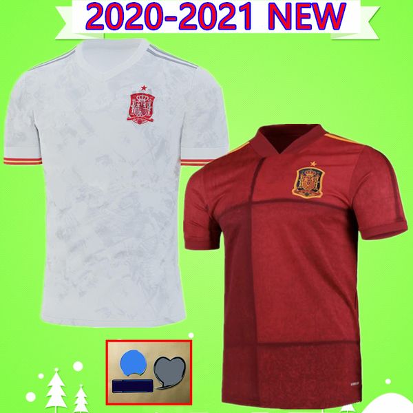 

2020 2021 spain soccer jerseys home red 20 21 camiseta de futbol asensio morata football shirts isco ramos iniesta away white maillot foot, Black;yellow