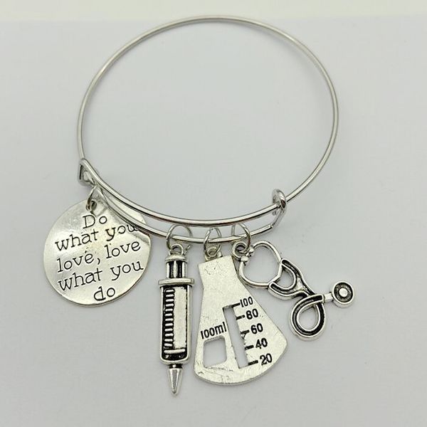 

делайте то, что вы любите алфавит бирка шприц стетоскоп мерный стаканчик браслет-оберег браслет diy творческая пара ювелирных изделий лучшие, Black