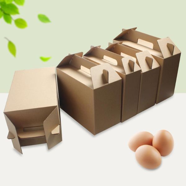 

portable carton paper fruit boxes kraft packing box gift shopping bag for vegetables red wine storage container with handle