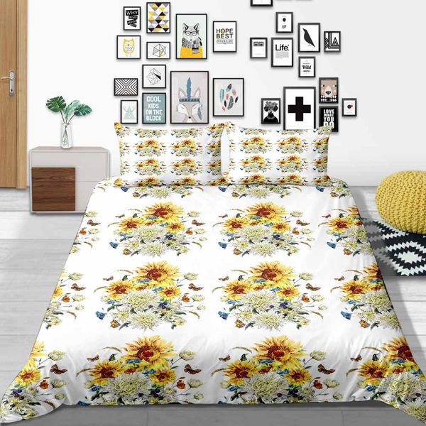 Repeated Sunflower Bedding Set Country Style Simple Classic Duvet
