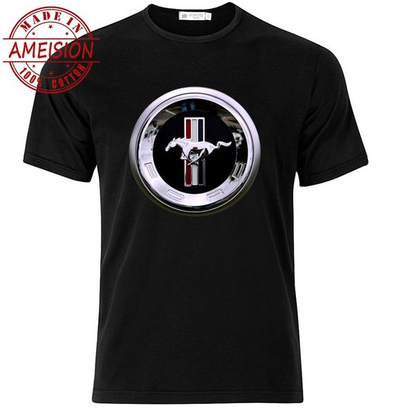 

new summer mens fashion 2019 cotton tee shirt mustang grille - graphic cotton t shirt short & long sl t-shirt, White;black