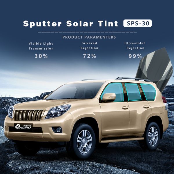 

30%vlt sputter solar tint film uv proof tint heat rejection for car side windshield self adhesive film with size 152cmx30cm