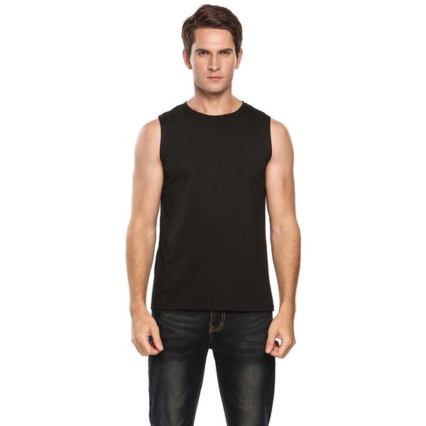 

men casual sleeveless o neck solid loose spring, autumn pullover basic o-neck vest tank top, White;black