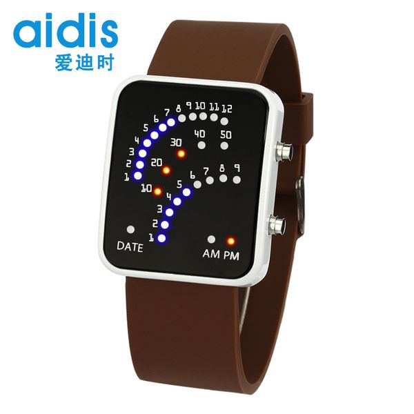 

aidis brand korean fashion student electronic watches creative expression couple retro waterproof led watch, Slivery;brown