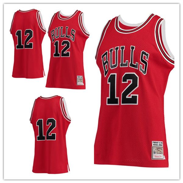 

custom 2019 men's chicago bulls michael mitchell & ness red classics #12 authentic nba women kids sewing basketball jersey, Black